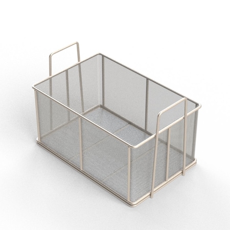 Rectangular Wire Mesh Basket: 18Lx12Wx9H, 304 SS, 5/16 Rod Frame, Stacking Handles, Mesh: 8 X .047